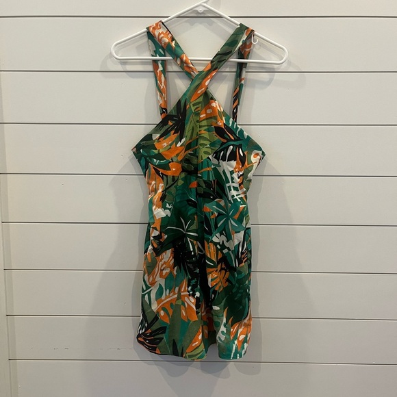 Zara Tropical Print Jumpsuit - Green and Orange - Picture 1 of 6